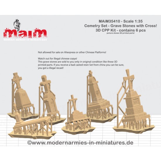 1/35 Grave Stones w/Cross Set (6pcs) 1/35 Grave Stones w/Cross Set (6pcs)