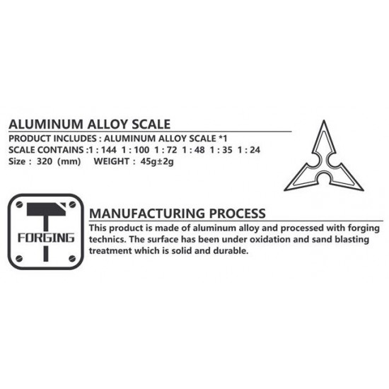 Aluminum Alloy Scale Ruler for Modellers (1/144, 1/100, 1/72, 1/48, 1/35, 1/24) Aluminum Alloy Scale Ruler for Modellers (1/144, 1/100, 1/72, 1/48, 1/35, 1/24)