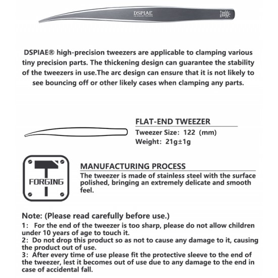Flat-End Angled Tweezers #Z02 Flat-End Angled Tweezers #Z02