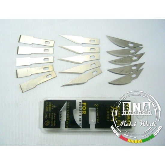 3 Types of Assorted Blades for Hobby Knife (15pcs) 3 Types of Assorted Blades for Hobby Knife (15pcs)