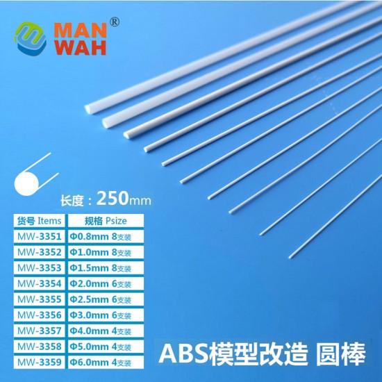 ABS Plastic Round Rod Sticks Bar (Diameter: 0.5mm, Length: 250mm, 8pcs) ABS Plastic Round Rod Sticks Bar (Diameter: 0.5mm, Length: 250mm, 8pcs)