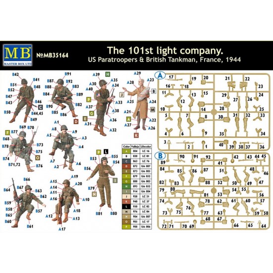 1/35 The 101st Light Company US Paratroopers & British Tankman in France 1944 (9 Figures) 1/35 The 101st Light Company US Paratroopers & British Tankman in France 1944 (9 Figures)