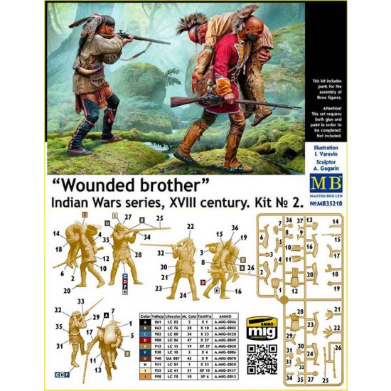 2 Indian Wars Series XVIII Century Kit No Master Box 1/35 Wounded Brother