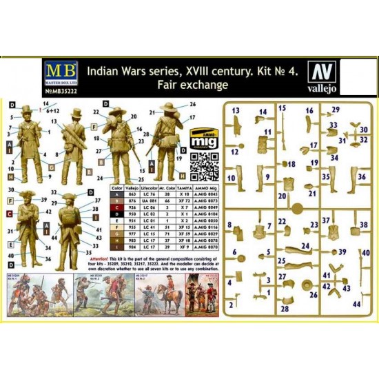 1/35 Indian Wars Series - XVIII century Kit No.4 Fair Exchange (3 figures) 1/35 Indian Wars Series - XVIII century Kit No.4 Fair Exchange (3 figures)