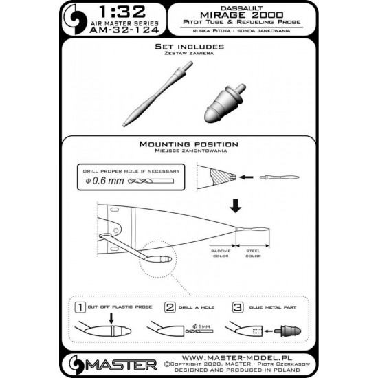 1/32 Dassault Mirage 2000 Pitot Tube and Refuelling Probe 1/32 Dassault Mirage 2000 Pitot Tube and Refuelling Probe