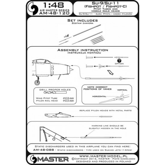 1/48 Soviet Sukhoi Su-9 Fishpot / Su-11 Fishpot-C Pitot Tubes and Missile Rails Heads 1/48 Soviet Sukhoi Su-9 Fishpot / Su-11 Fishpot-C Pitot Tubes and Missile Rails Heads