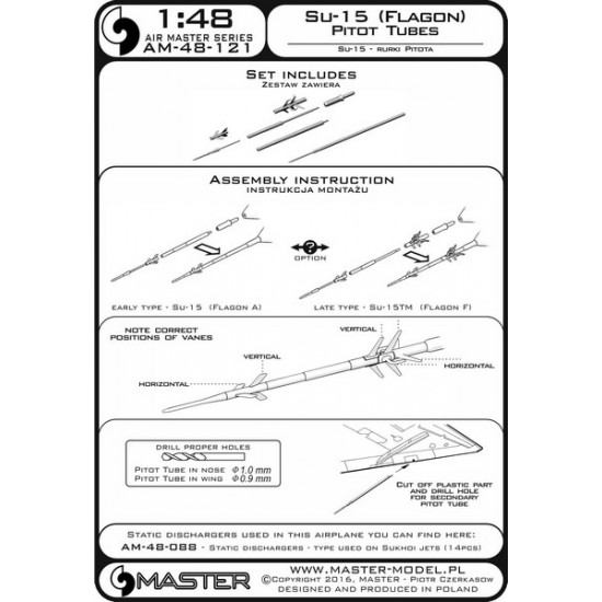 1/48 Sukhoi Su-15 Flagon Pitot Tubes 1/48 Sukhoi Su-15 Flagon Pitot Tubes