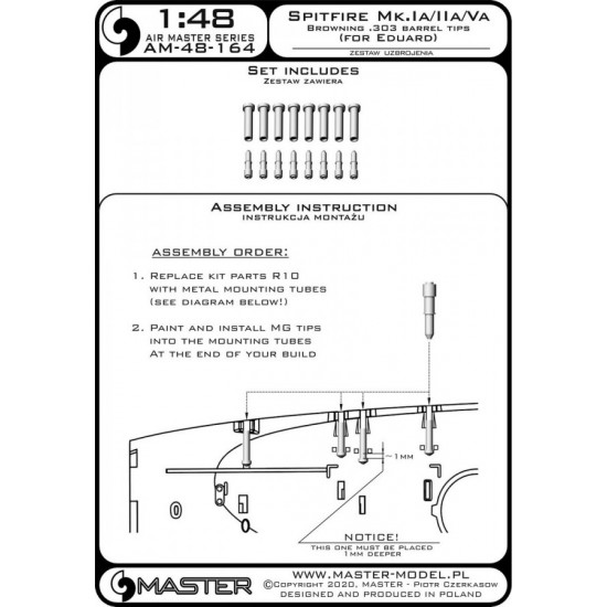 1/48 Spitfire Mk.Ia/IIa/Va Browning .303 Barrel Tips for Eduard kits 1/48 Spitfire Mk.Ia/IIa/Va Browning .303 Barrel Tips for Eduard kits