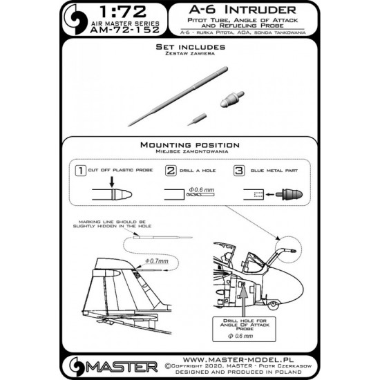 1/72 A-6 Intruder Pitot Tube, Angle Of Attack and Refuelling Probe