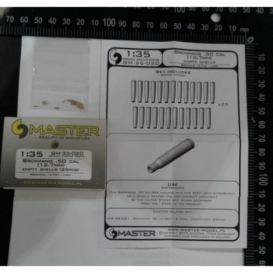1/35 Browning .50 Caliber (12.7mm) Empty Shells (25pcs) 1/35 Browning .50 Caliber (12.7mm) Empty Shells (25pcs)