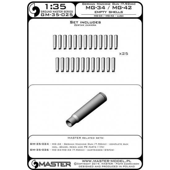 1/35 7.92mm MG-34/MG-42 Empty Shells (25pcs) 1/35 7.92mm MG-34/MG-42 Empty Shells (25pcs)