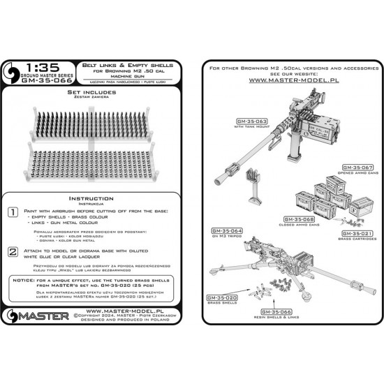 1/35 Belt Links and Empty Shells for Browning M2 .50 cal Machine Gun (150pcs & 150pcs) 1/35 Belt Links and Empty Shells for Browning M2 .50 cal Machine Gun (150pcs & 150pcs)
