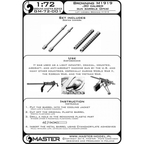 1/72 Browning M1919 .30 cal Machine Gun Barrels (2pcs) 1/72 Browning M1919 .30 cal Machine Gun Barrels (2pcs)