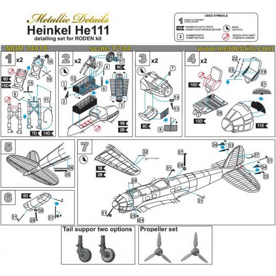 1/144 Heinkel He 111 Detail Set for Roden Kits