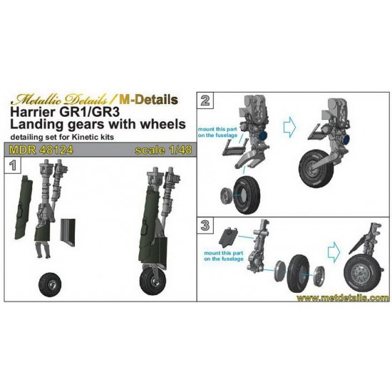 1/48 Hawker Siddeley Harrier GR1/GR3 Landing Gears w/Wheels for Kinetic kits 1/48 Hawker Siddeley Harrier GR1/GR3 Landing Gears w/Wheels for Kinetic kits