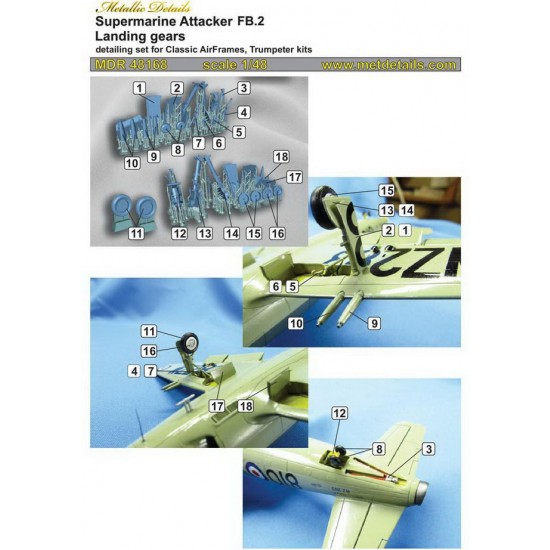 1/48 Supermarine Attacker FB.2 Landing Gears for Classic Airframes/Trumpeter kits 1/48 Supermarine Attacker FB.2 Landing Gears for Classic Airframes/Trumpeter kits