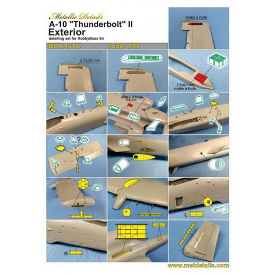 1/48 Fairchild Republic A-10 Thunderbolt II Exterior Detail Set for HobbyBoss kits 1/48 Fairchild Republic A-10 Thunderbolt II Exterior Detail Set for HobbyBoss kits