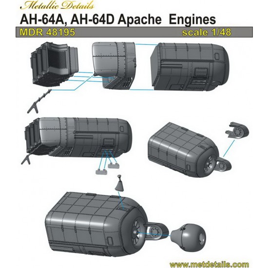 1/48 AH-64A/D Apache Engines for Hasegawa kits 1/48 AH-64A/D Apache Engines for Hasegawa kits