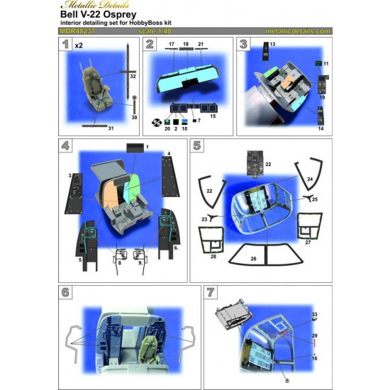 1/48 Bell V-22 Osprey Interior Detail Parts for HobbyBoss kits 1/48 Bell V-22 Osprey Interior Detail Parts for HobbyBoss kits