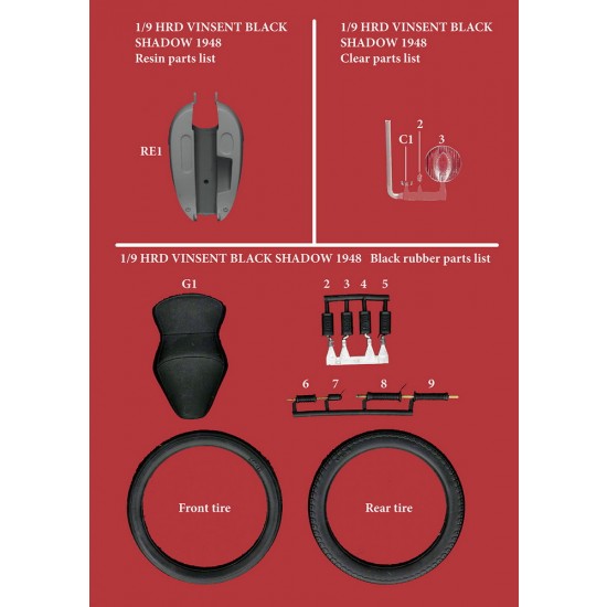 1/9 Full Detail kit - HRD Vincent Black Shadow 1948 1/9 Full Detail kit - HRD Vincent Black Shadow 1948