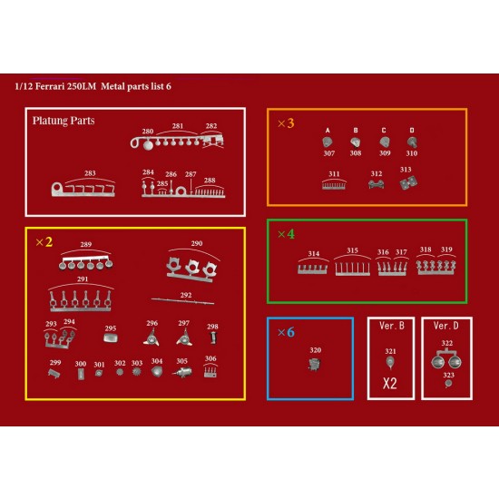 1/12 Fulldetail Kit - Ferrari 250LM Ver.B: 1965 24h Race (Maranello Concessionaires) #23 1/12 Fulldetail Kit - Ferrari 250LM Ver.B: 1965 24h Race (Maranello Concessionaires) #23