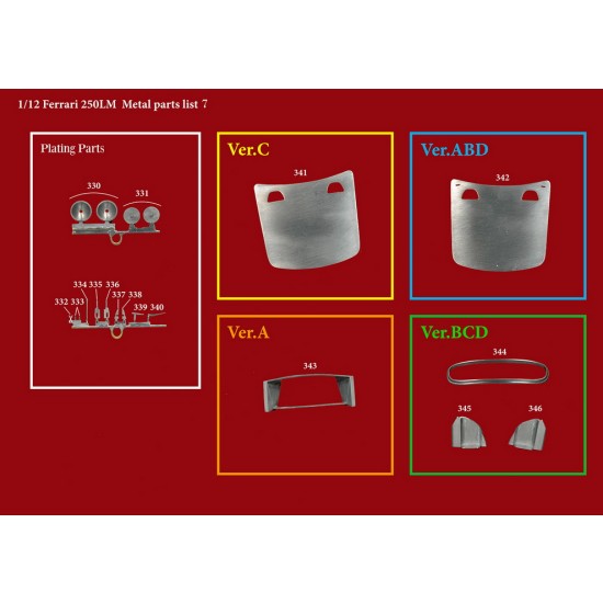 1/12 Fulldetail Kit - Ferrari 250LM Ver.B: 1965 24h Race (Maranello Concessionaires) #23 1/12 Fulldetail Kit - Ferrari 250LM Ver.B: 1965 24h Race (Maranello Concessionaires) #23