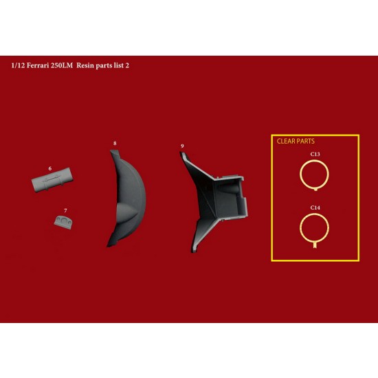 1/12 Fulldetail Kit - Ferrari 250LM Ver.B: 1965 24h Race (Maranello Concessionaires) #23 1/12 Fulldetail Kit - Ferrari 250LM Ver.B: 1965 24h Race (Maranello Concessionaires) #23