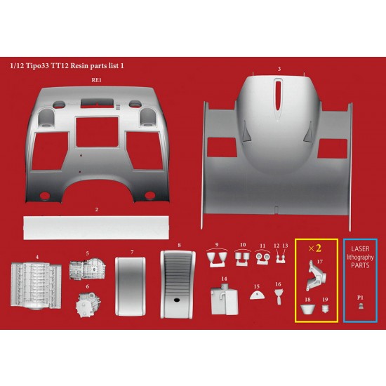 1/12 Multi-material Kit: Tipo33 TT12 Ver.C 1975 Rd.5 Spa 1000km Winner #2 #1 1/12 Multi-material Kit: Tipo33 TT12 Ver.C 1975 Rd.5 Spa 1000km Winner #2 #1