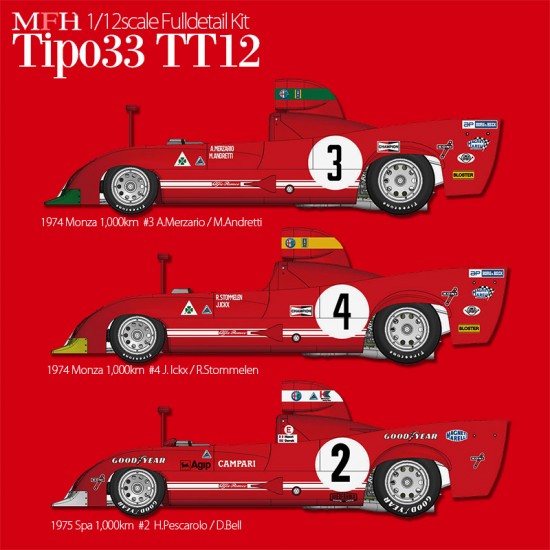 1/12 Multi-material Kit: Tipo33 TT12 Ver.C 1975 Rd.5 Spa 1000km Winner #2 #1 1/12 Multi-material Kit: Tipo33 TT12 Ver.C 1975 Rd.5 Spa 1000km Winner #2 #1