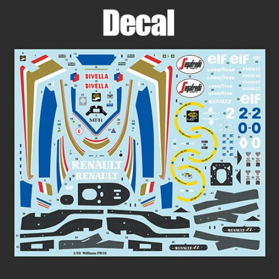 1/20 Full Detail Kit: Williams FW16 Ver.B 1994 Rd.2 Pacific GP #2 A.Senna / #0 D.Hill