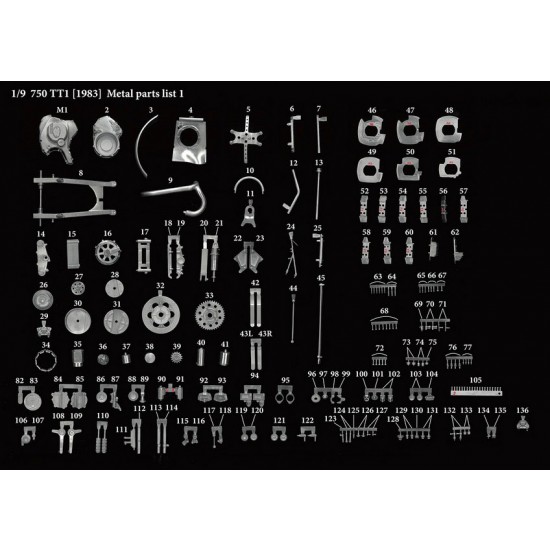 1/9 Ducati 750 TT1 1983 Multi-Material Full Detail Kit 1/9 Ducati 750 TT1 1983 Multi-Material Full Detail Kit