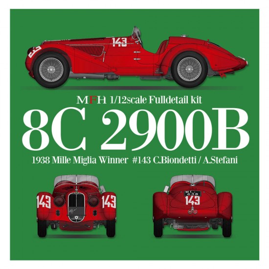 1/12 Alfa Romeo 8C 2900B Mille Miglia 1938 #143 C.Biondetti/A.Stefani #142 #141 1/12 Alfa Romeo 8C 2900B Mille Miglia 1938 #143 C.Biondetti/A.Stefani #142 #141