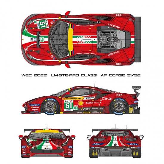1/12 Ferrari 488 GTE Evo 2022 WEC 2022 LM GTE PRO AF Corse #51/#52 1/12 Ferrari 488 GTE Evo 2022 WEC 2022 LM GTE PRO AF Corse #51/#52