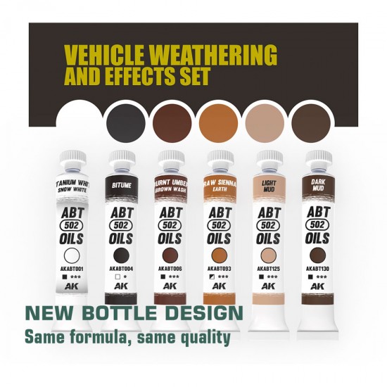 502 Abteilung Oil Paint Set - Vehicle Weathering and Effects Set (6x 20ml) 502 Abteilung Oil Paint Set - Vehicle Weathering and Effects Set (6x 20ml)