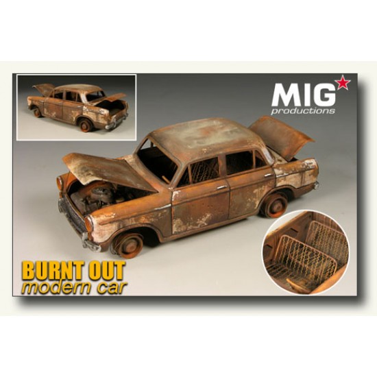 1/35 Burned Modern Car (in Asia, Middle East, Africa..) - Full Resin kit 1/35 Burned Modern Car (in Asia, Middle East, Africa..) - Full Resin kit