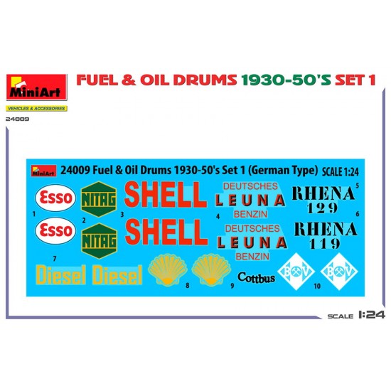 1/24 German Type Fuel and Oil Drums 1930-50s Set #1 (6pcs) 1/24 German Type Fuel and Oil Drums 1930-50s Set #1 (6pcs)