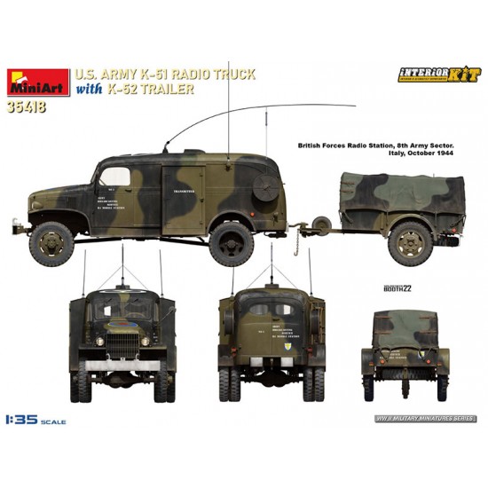 1/35 US Army K-51 Radio Truck w/K-52 Trailer [Interior Kit]