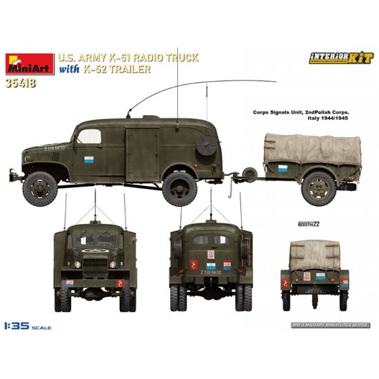 1/35 US Army K-51 Radio Truck w/K-52 Trailer [Interior Kit]