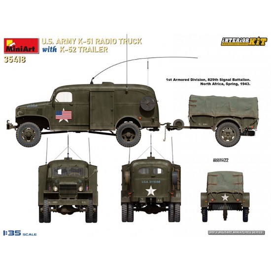 1/35 US Army K-51 Radio Truck w/K-52 Trailer [Interior Kit]