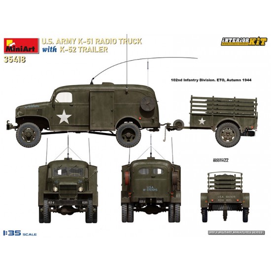 1/35 US Army K-51 Radio Truck w/K-52 Trailer [Interior Kit]