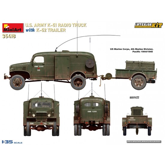 1/35 US Army K-51 Radio Truck w/K-52 Trailer [Interior Kit]