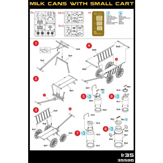 1/35 Milk Cans (12pcs) with Small Cart