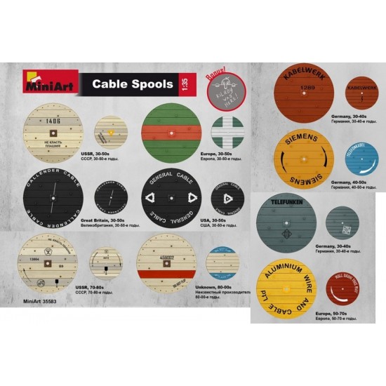 1/35 Cable Spools (6pcs, 20 decal options)