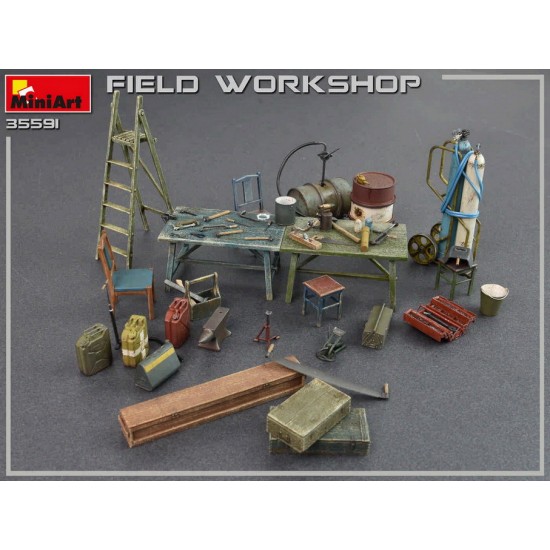1/35 Field Workshop: Gas Cylinders, Ladders, Table, Buckets, Cart, Anvil, Beams 1/35 Field Workshop: Gas Cylinders, Ladders, Table, Buckets, Cart, Anvil, Beams