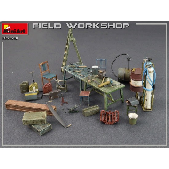 1/35 Field Workshop: Gas Cylinders, Ladders, Table, Buckets, Cart, Anvil, Beams 1/35 Field Workshop: Gas Cylinders, Ladders, Table, Buckets, Cart, Anvil, Beams