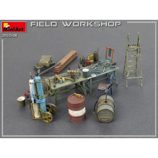 1/35 Field Workshop: Gas Cylinders, Ladders, Table, Buckets, Cart, Anvil, Beams 1/35 Field Workshop: Gas Cylinders, Ladders, Table, Buckets, Cart, Anvil, Beams