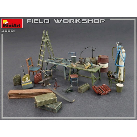 1/35 Field Workshop: Gas Cylinders, Ladders, Table, Buckets, Cart, Anvil, Beams 1/35 Field Workshop: Gas Cylinders, Ladders, Table, Buckets, Cart, Anvil, Beams