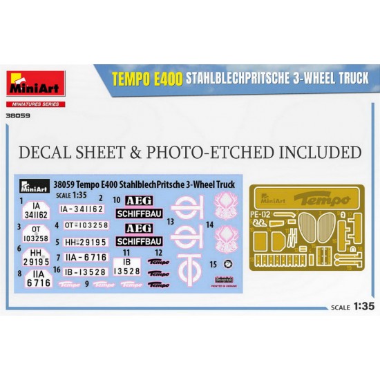 1/35 Tempo E400 Stahlblechpritsche 3-Wheel Truck 1/35 Tempo E400 Stahlblechpritsche 3-Wheel Truck