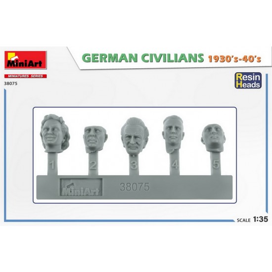 1/35 German Civilians 1930-40s w/Resin Heads (5 figures)