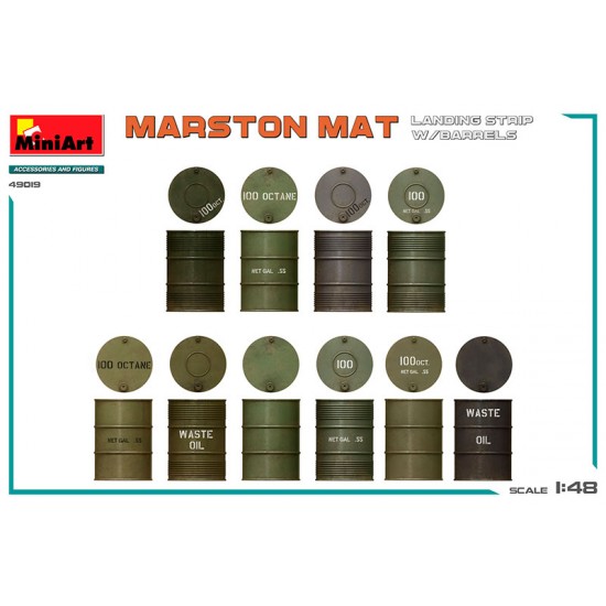 1/48 Marston Mat Landing Strip with Barrels 1/48 Marston Mat Landing Strip with Barrels
